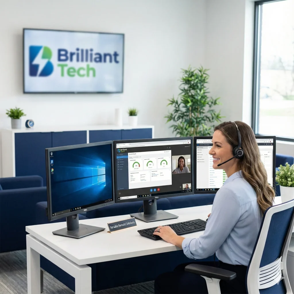One-stop online tech support solution by Brilliant Tech providing secure remote computer and software assistance across the USA.