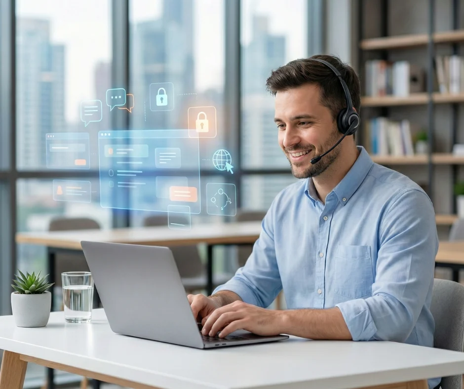 Professional online tech support team providing secure remote technical assistance