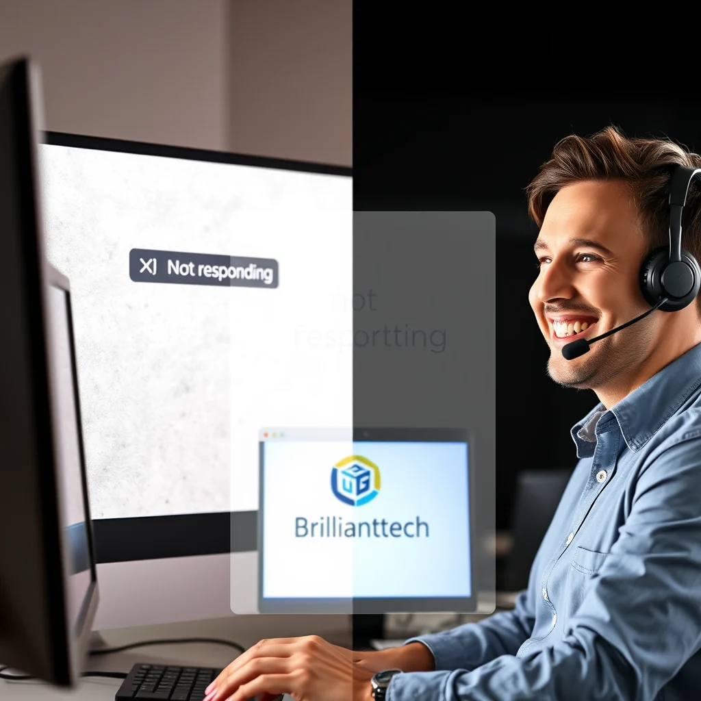 Brilliant Tech expert helping to fix frozen PC remotely
